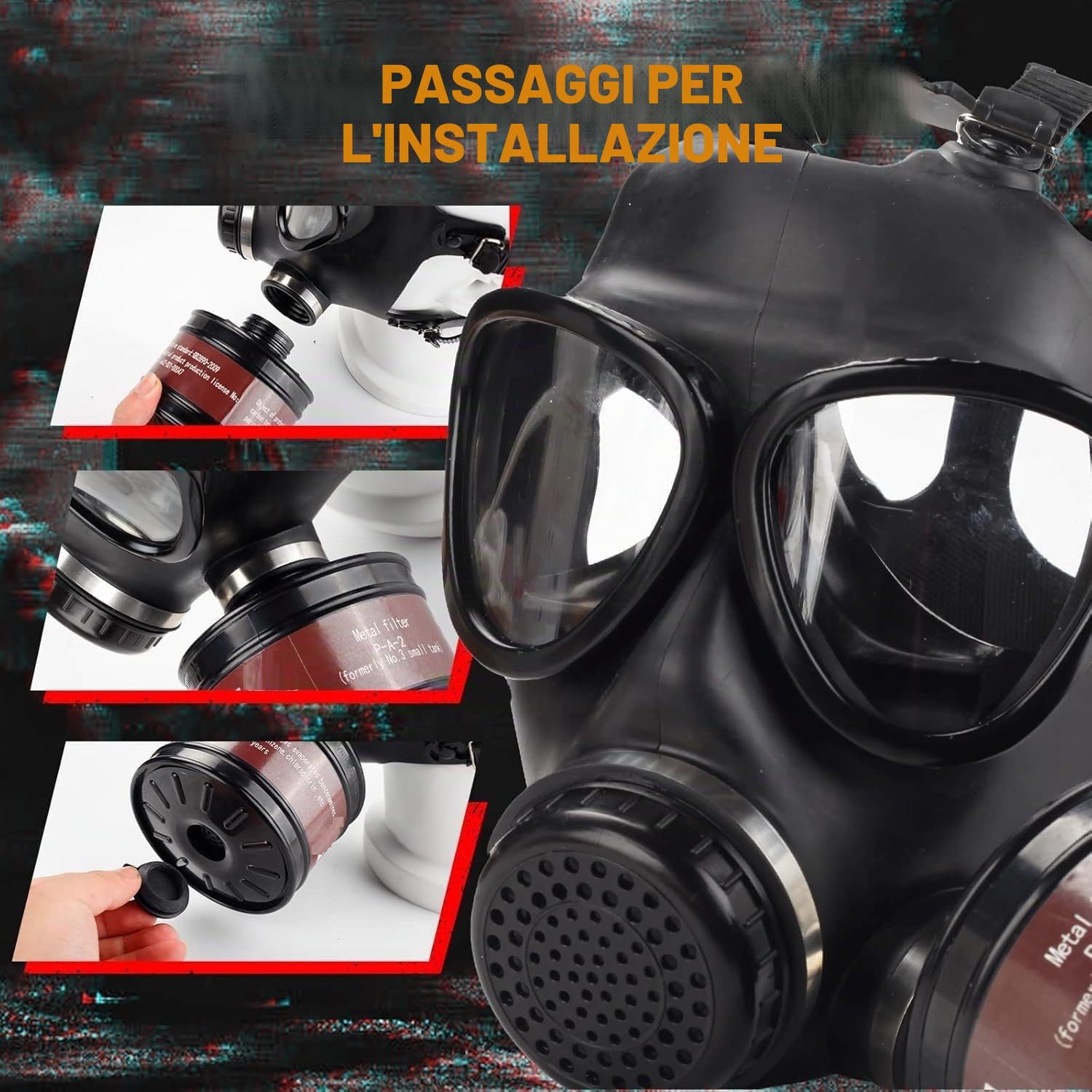 Maschera antigas con filtro, maschera respiratoria riutilizzabile anti-polvere per levigatura, lavori di costruzione, verniciatura a spruzzo, prodotti chimici, taglio, lucidatura a macchina