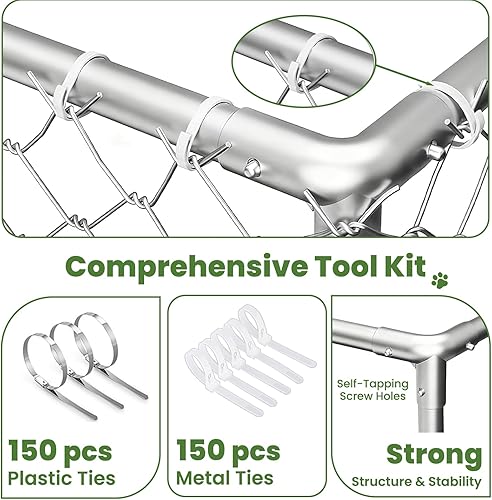 Miniatura 6 de Perrera para perros de 7.8 x 7.8 pies, resistente al aire libre, jaula de acero galvanizado con techo, casa segura al aire libre para perros de