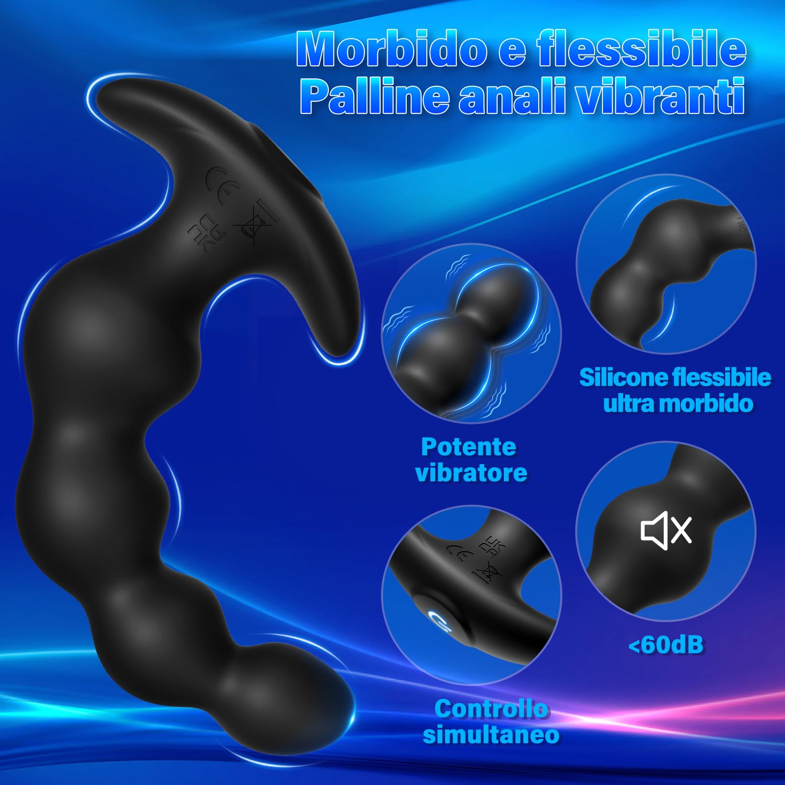 Vibratore Anale Plug sex toys -14cm prostata vibratore in silicone ricaricabile e vibratore del punto G, giocattoli sessuali Anali Uomo/donne/coppie piacere, con controllo app 9 modalità di vibrazione