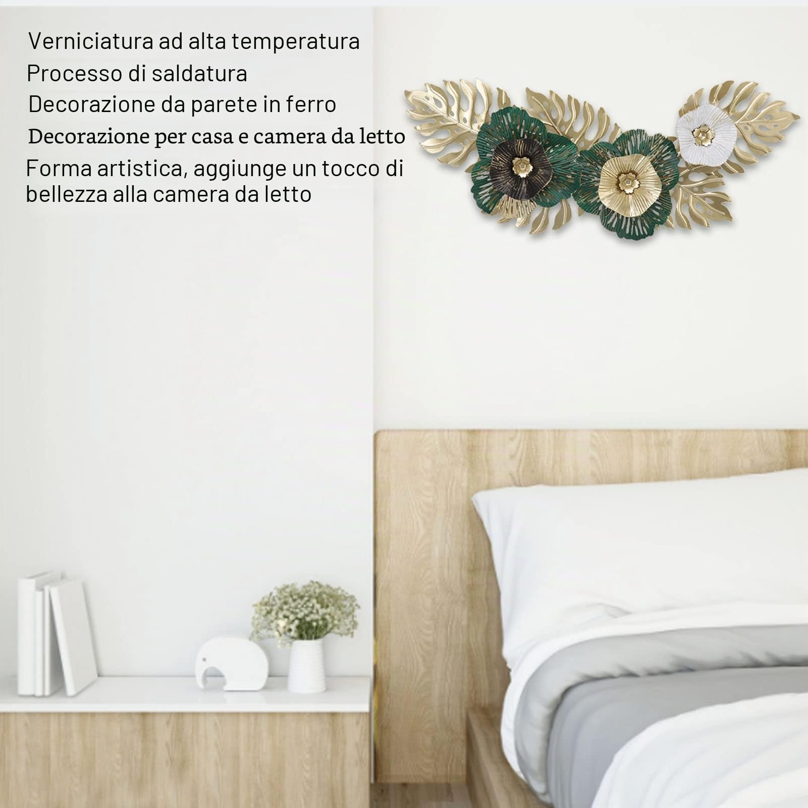 Decorazione da Parete con Fiori in Metallo, Elegante Ed Elegante Decorazione da Parete in Metallo 3D per Soggiorno Durevole Scultura da Parete in Ferro Decorativo da Appendere alla