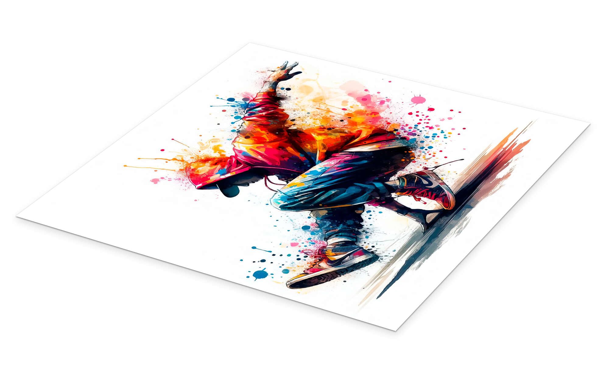 Posterlounge Breakdance style Poster | 100 x 100 cm di nobelart Colorato Quadri Decorazione per pareti