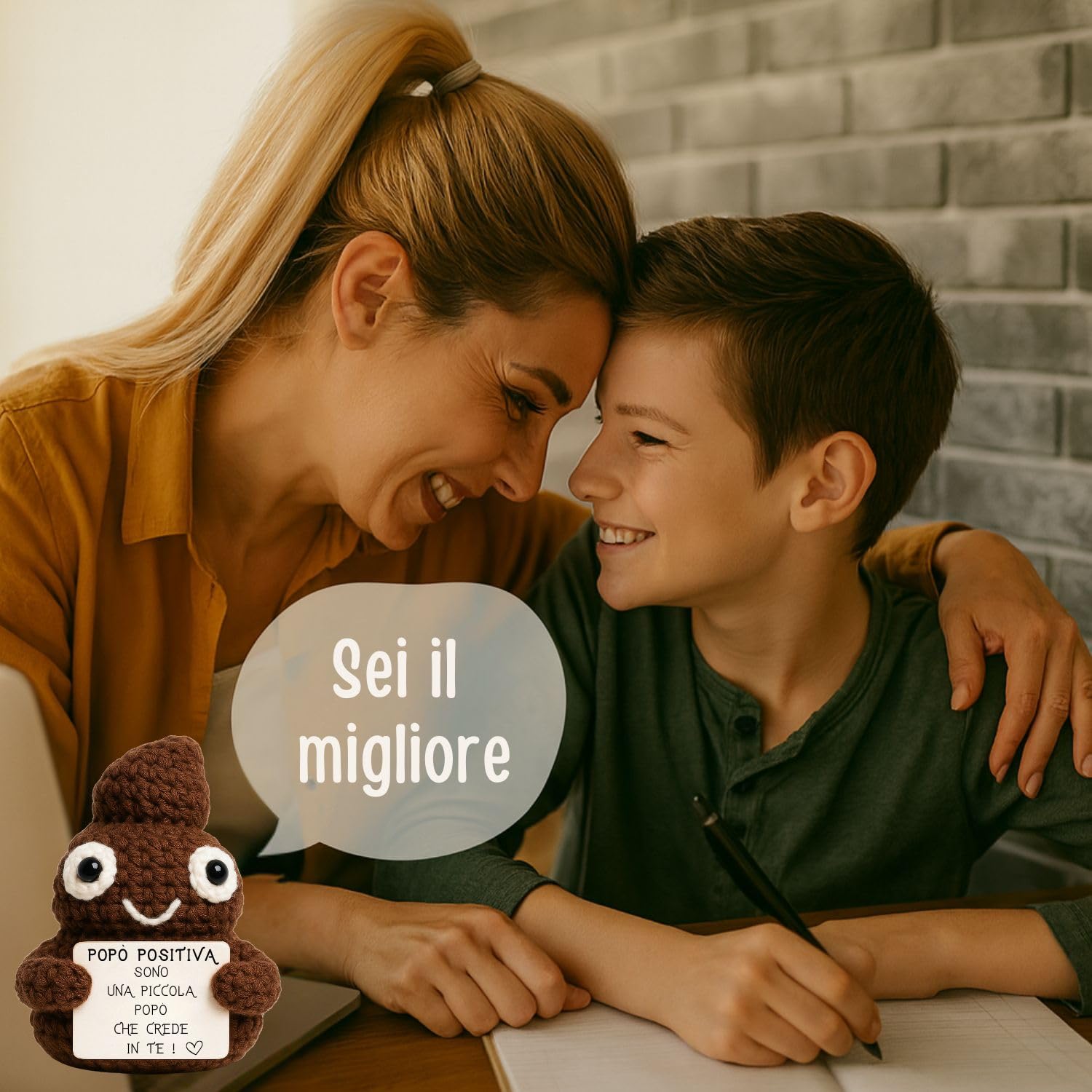 Popo Positivo© | Regalo Simpatico e Divertente | Idea Buffa | Festa & Compleanno | Uomo Donna Bambino Ragazzo | Uncinetto Cacca Bagno| Peluche Motivazionale | Amico Collega Ufficio | Giocattolo Comico