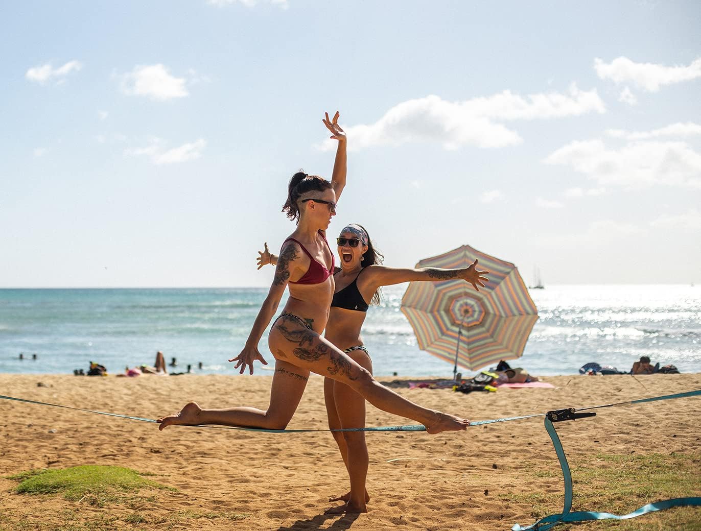 ZenMonkey Slackline Kit with Tree Guards, Fabric Carrying Bag and Instructions, 60 Feet, Easy Setup for Family, Kids and Adults