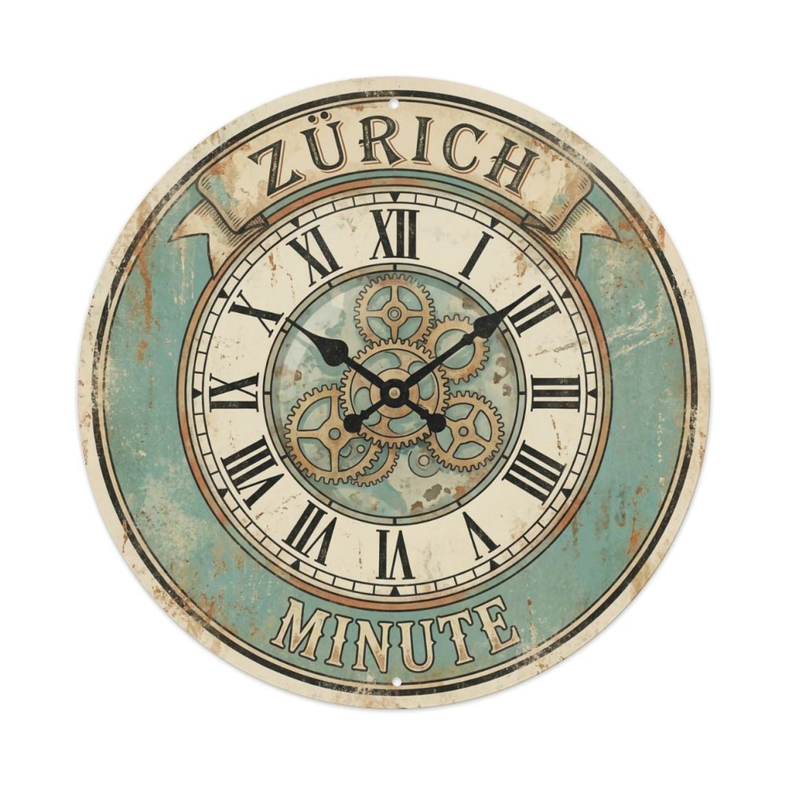 Vintage Travel Zurich Switzerland Hour Vintage Metal Tin Sign Plaque Wall Decor for Cafe, Club Bar, Office, Garden Metal Poster 8x8Inch