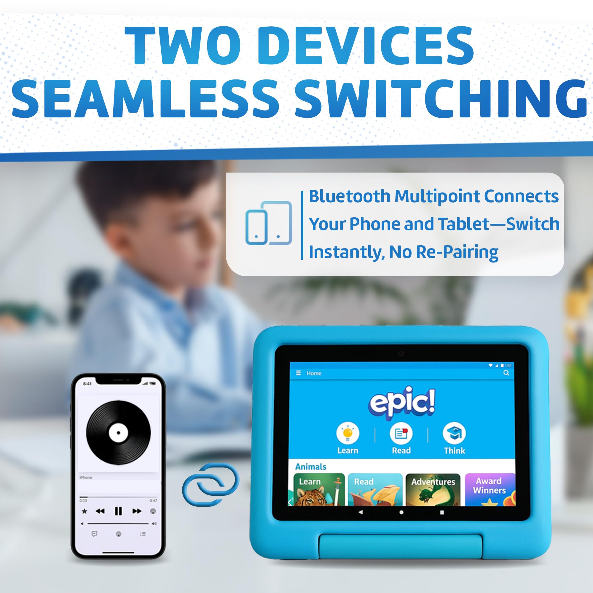 Kinder-Bluetooth-Kopfhörer, Luftleitung, offenes Ohr, Mikrofon/Touch, 85 dB sichere Lautstärke und elterliche Kontrolle, klares Audio, 30 g, robust und langlebig, IP54, 20H, Ohrhörer für Schule/Reisen