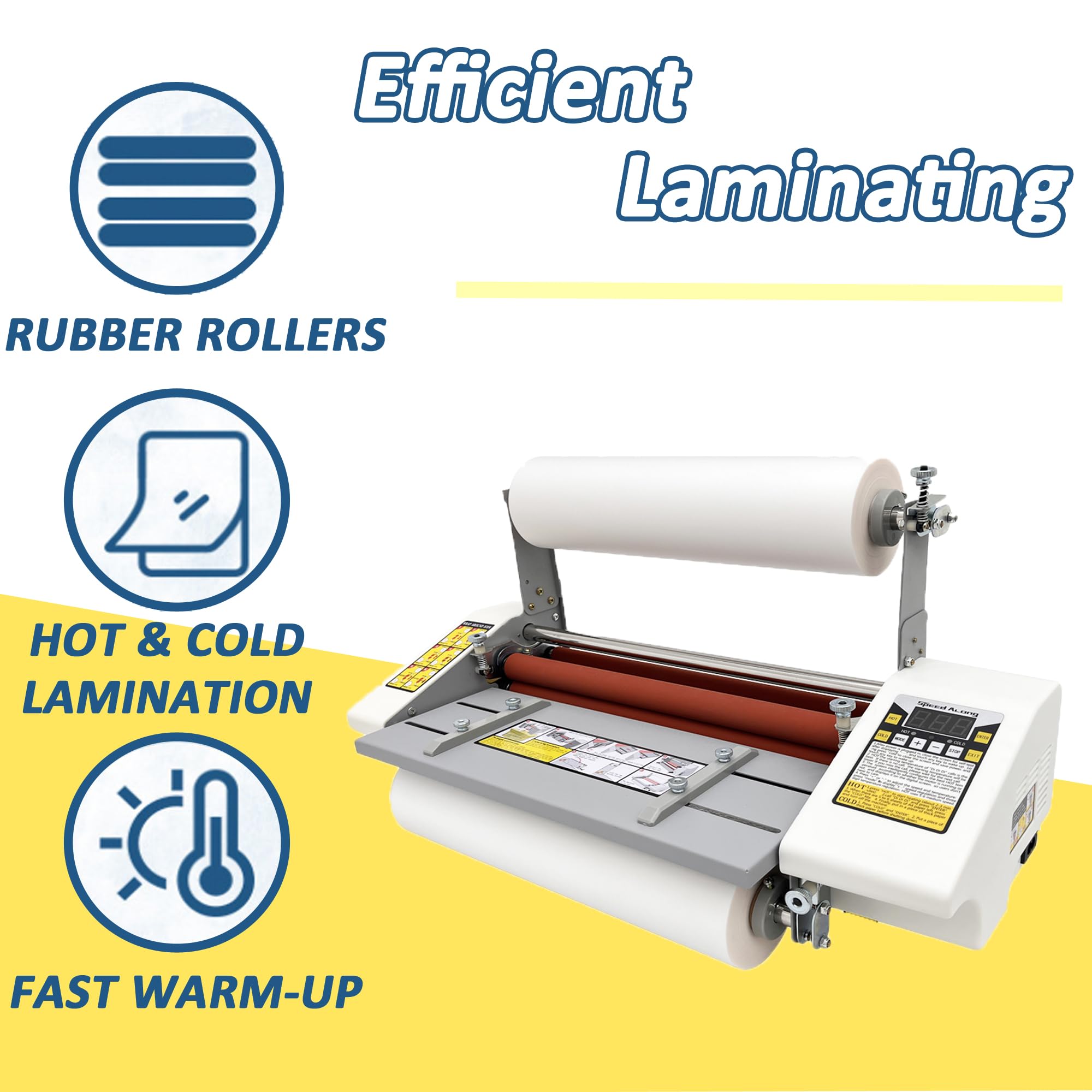 TECHTONGDA Thermal Cold Roll Laminator, 110V Single and Dual Sided Laminating Machine with Four Rollers Digital Display A3+/12.9