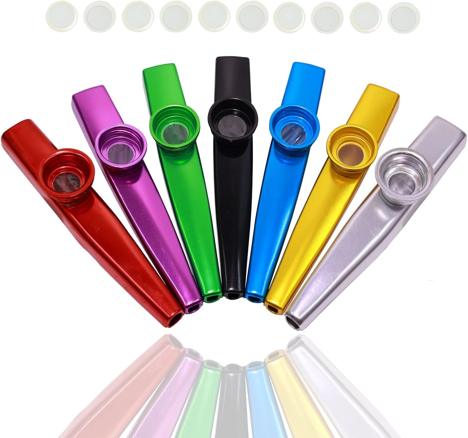 7 Pcs Metal Kazoos With 20Pcs Kazoo Flute Diaphragms,Musical Instruments,Good Gift for Kids,A Good Companion for Ukulele, Violin, Guitar,Piano Keyboard.