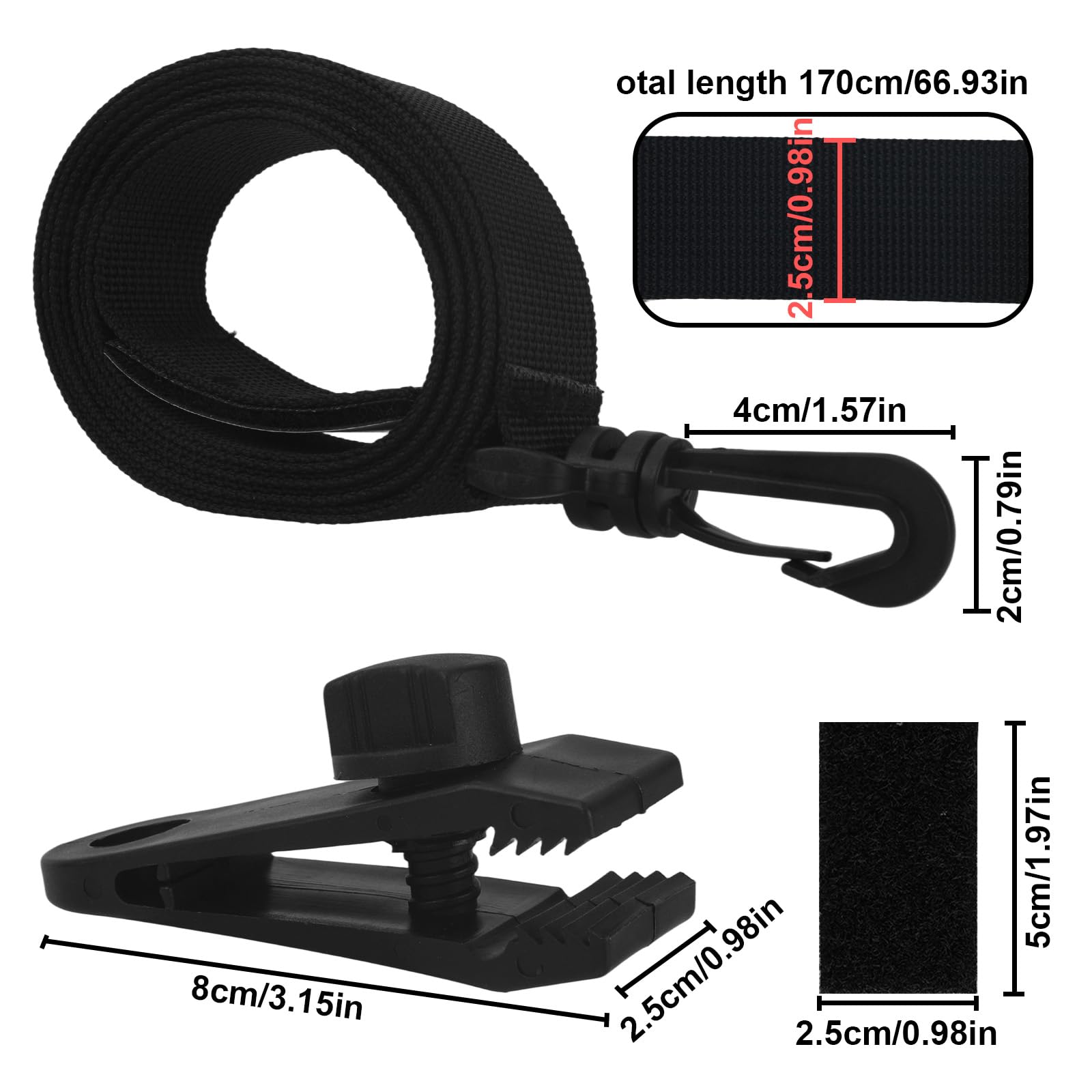 Tinoaly 24 Piezas Kit para Enrollar Cubiertas Solares Piscina, Correas para Manta Solar de Piscina Enterrada 8 Correas con Gancho Clips y 8 Cierres de Contacto