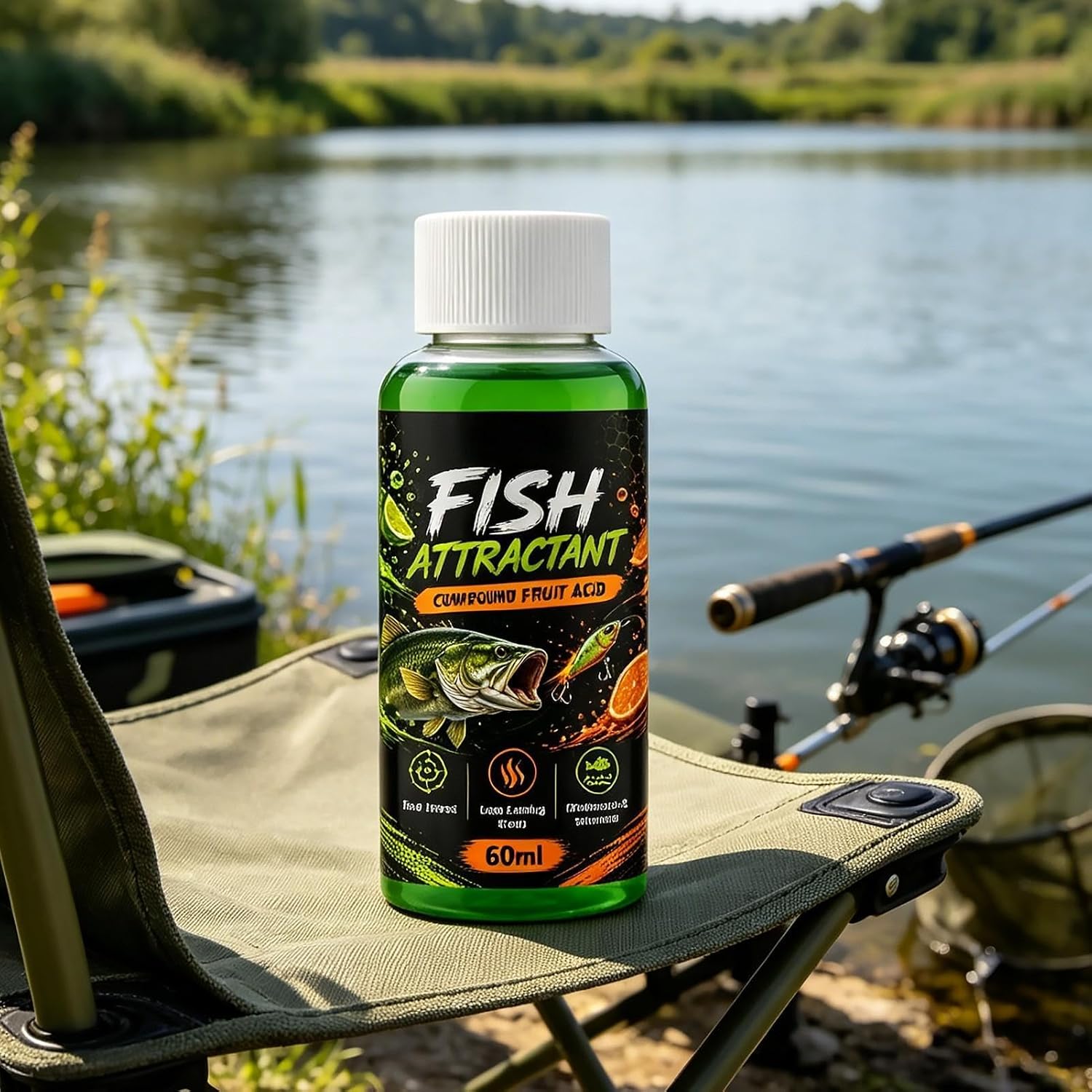Fishing Scent Natural Long-Lasting Powerful | 60ml Fish Liquid Baits Lure Attractants for Bass Walleye Cod Bream Tilapia Outdoor Lake River Beach Saltwater