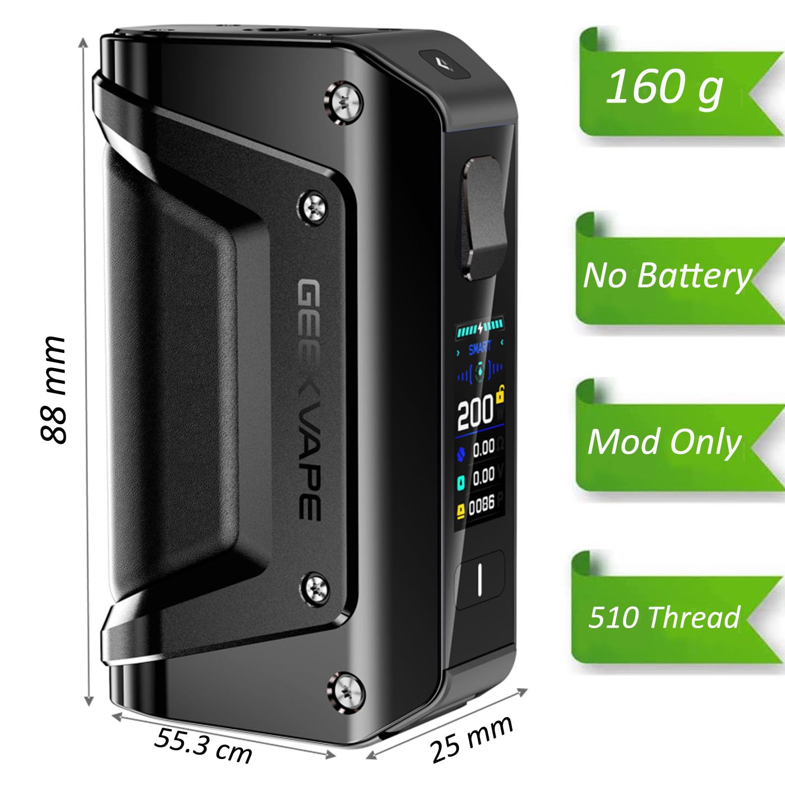 GEEKVAPE Aegis X Mod | 5-200W 2.0 AS Chipset Waterproof Box Mod With 2.4  Inch Oled Display Screen Support Zeus Sub Ohm Tank No Battery No Nicotine :  Amazon.it: Elettronica