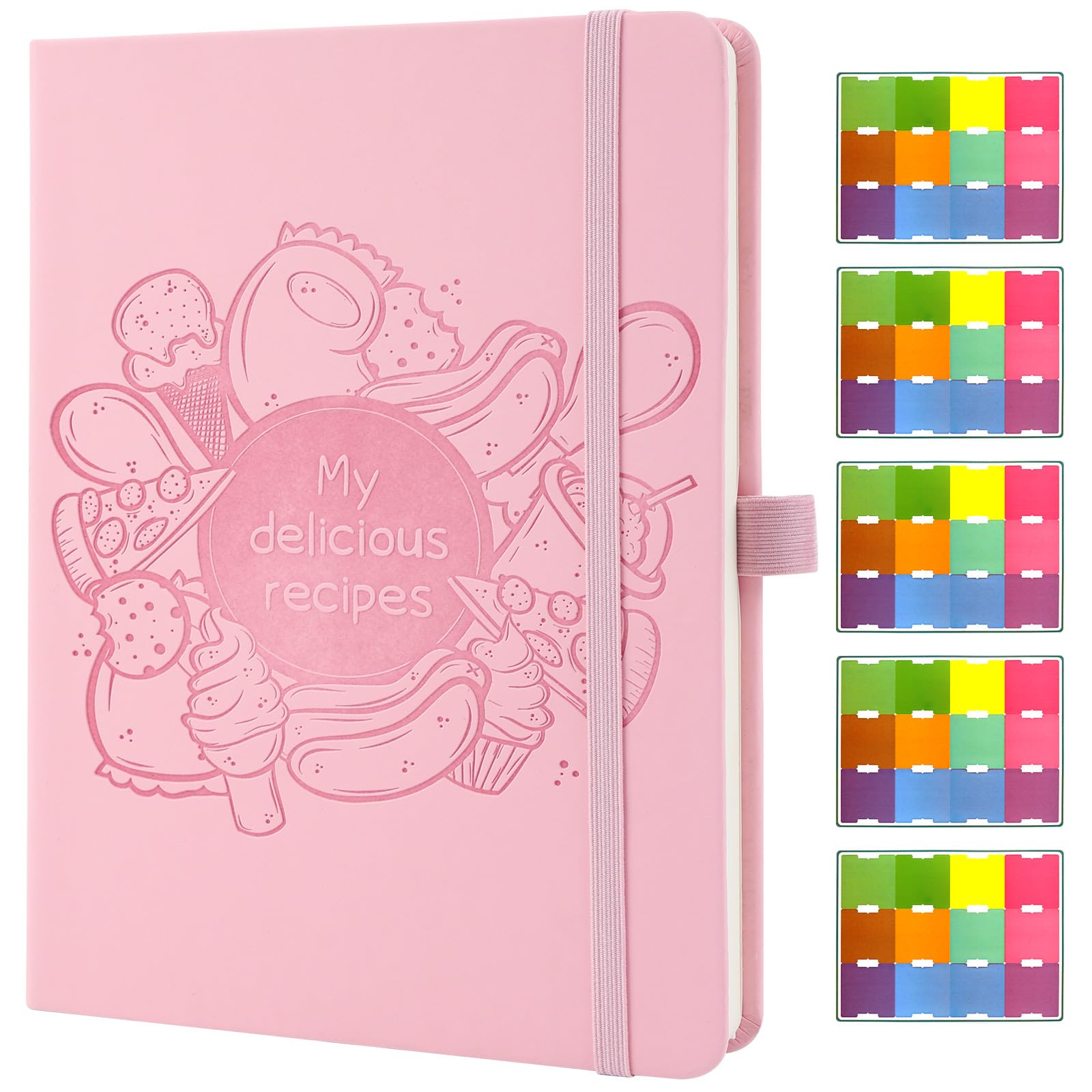 Blank Recipe Book to Write Your Own Recipes, Waterproof A5 Blank Recipe Book with Index Tabs - Blank Recipe Journal for 100 Recipes, 120 Gsm Thick Paper, Family Cookbook Journal Notebook, Pink