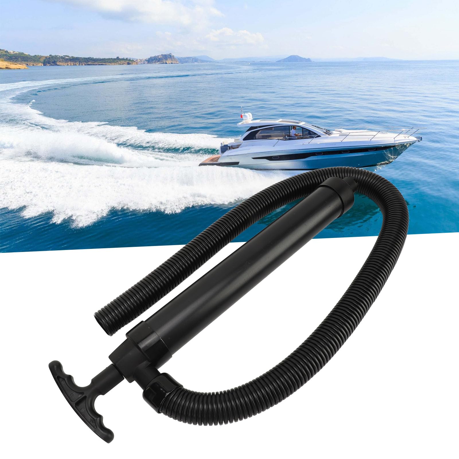 Bomba Manual con Bomba de Achique Manual con Manguera - de Agua Portátil para Yates, Barcos de Pesca, Kayaks y Lanchas Rápidas - de Achique Portátil Marina Duradera y Eficiente (BLACK)