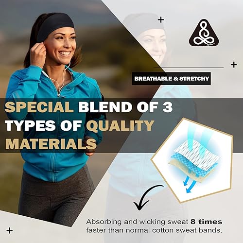 Miniatura 4 de ZENSOUL Sports Headbands for Men, Sweat Bands Headbands Men, Moisture Wicking Workout Headband, Mens Headband Sweatband for Running, Basketball,