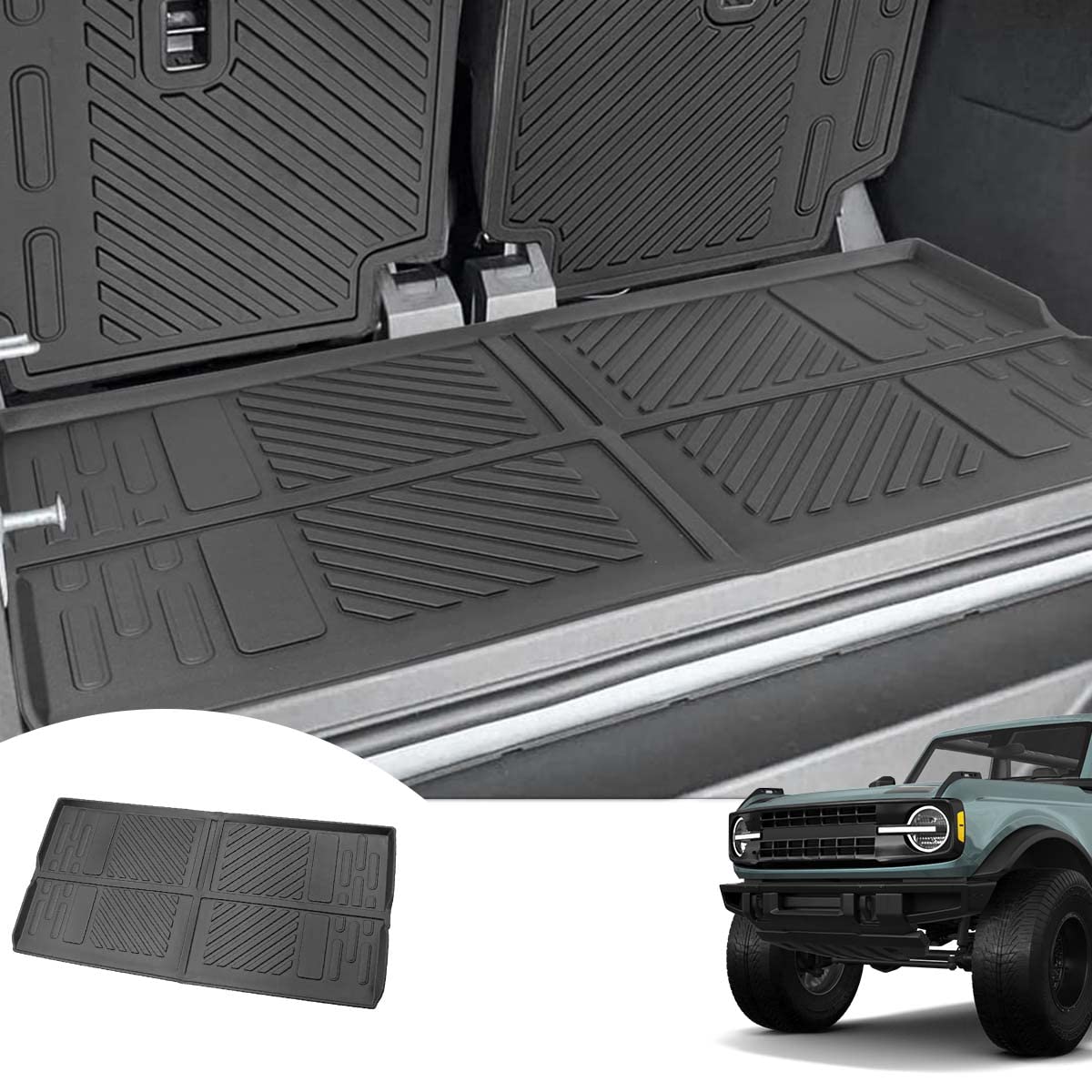 Photo 1 of Xomzema Cargo Liner Trunk Mat TPE All-Weather Rear Trunk Liner Tray Cargo Mats Back Cover Accessories for Ford Bronco Offroad 2 Doors 2021 2022 2023 2 Door Cargo Liner Trunk Mat