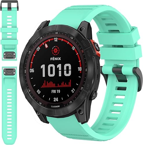 Miimall Correa de silicona compatible con Garmin Fenix 7X, correa de reloj deportivo suave para mujeres y hombres, correa de repuesto flexible para