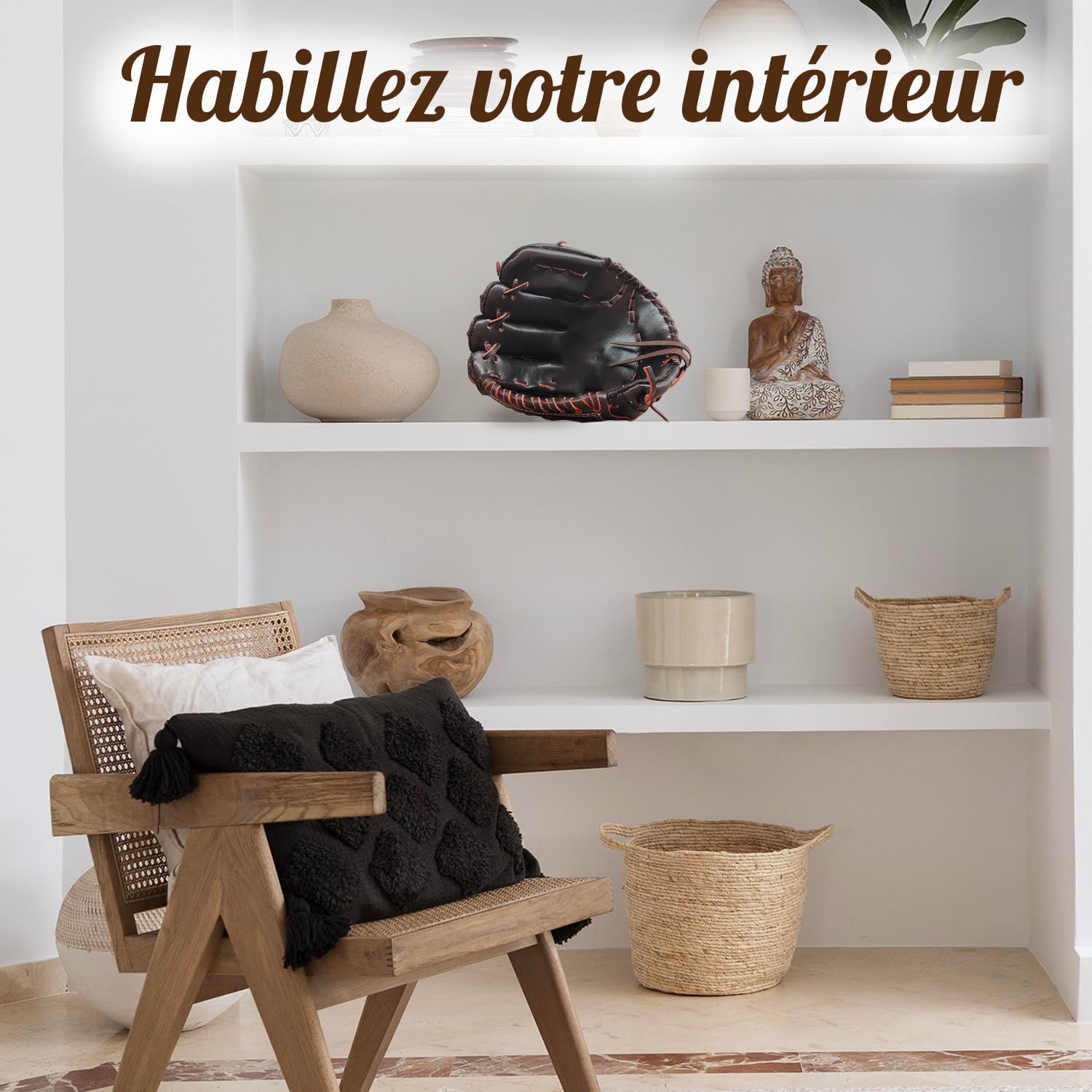 Gant De Baseball - Marron Vintage - Cuir De Vachette - Cousu Main - Marque Française