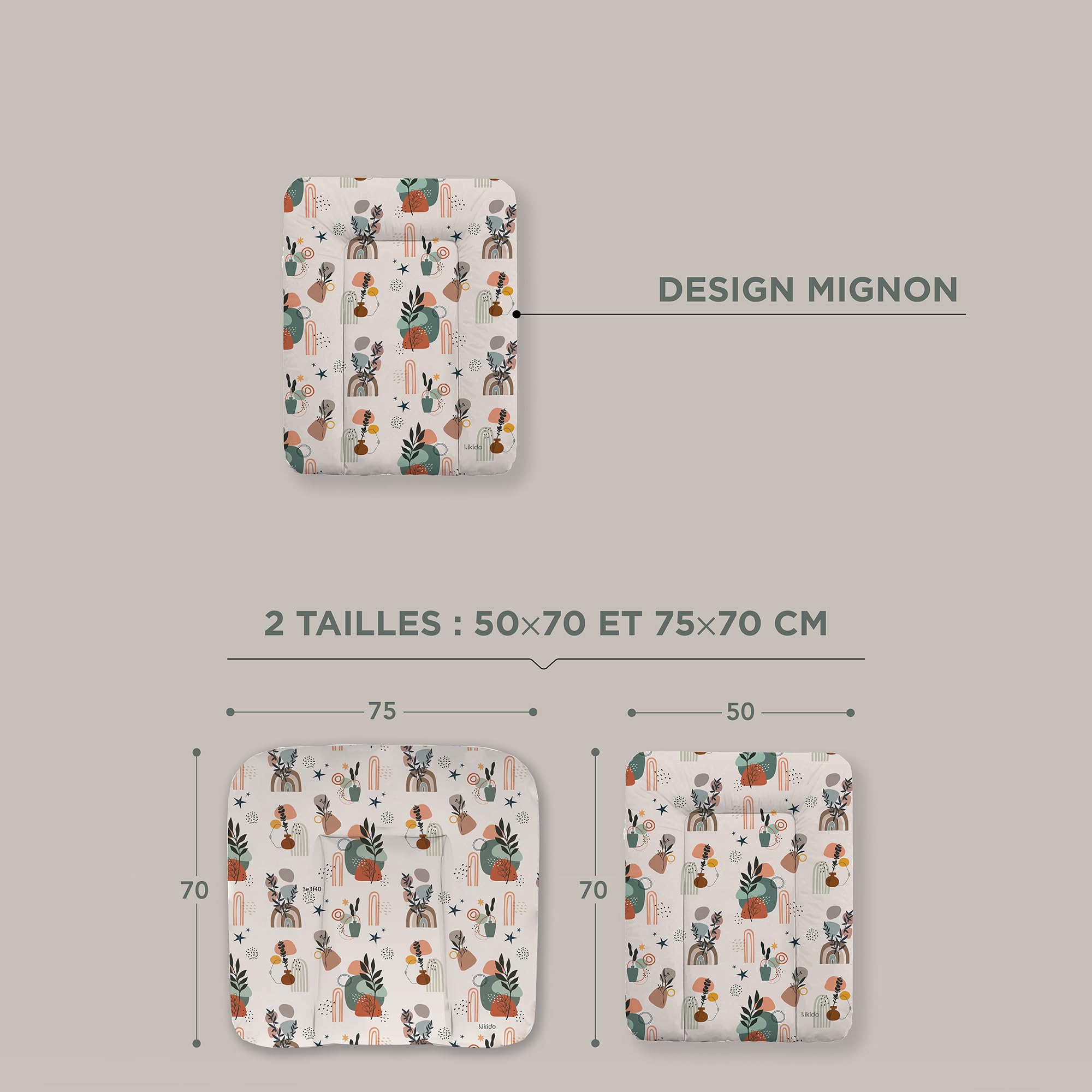 Kikido Matelas a Langer Bebe 50x70 - Animaux de la Forêt - Matelas Table a Langer Lavable pour Changer le Couche - Matelas à Langer Bébé de Voyage Imperméable 70x50 - Universel