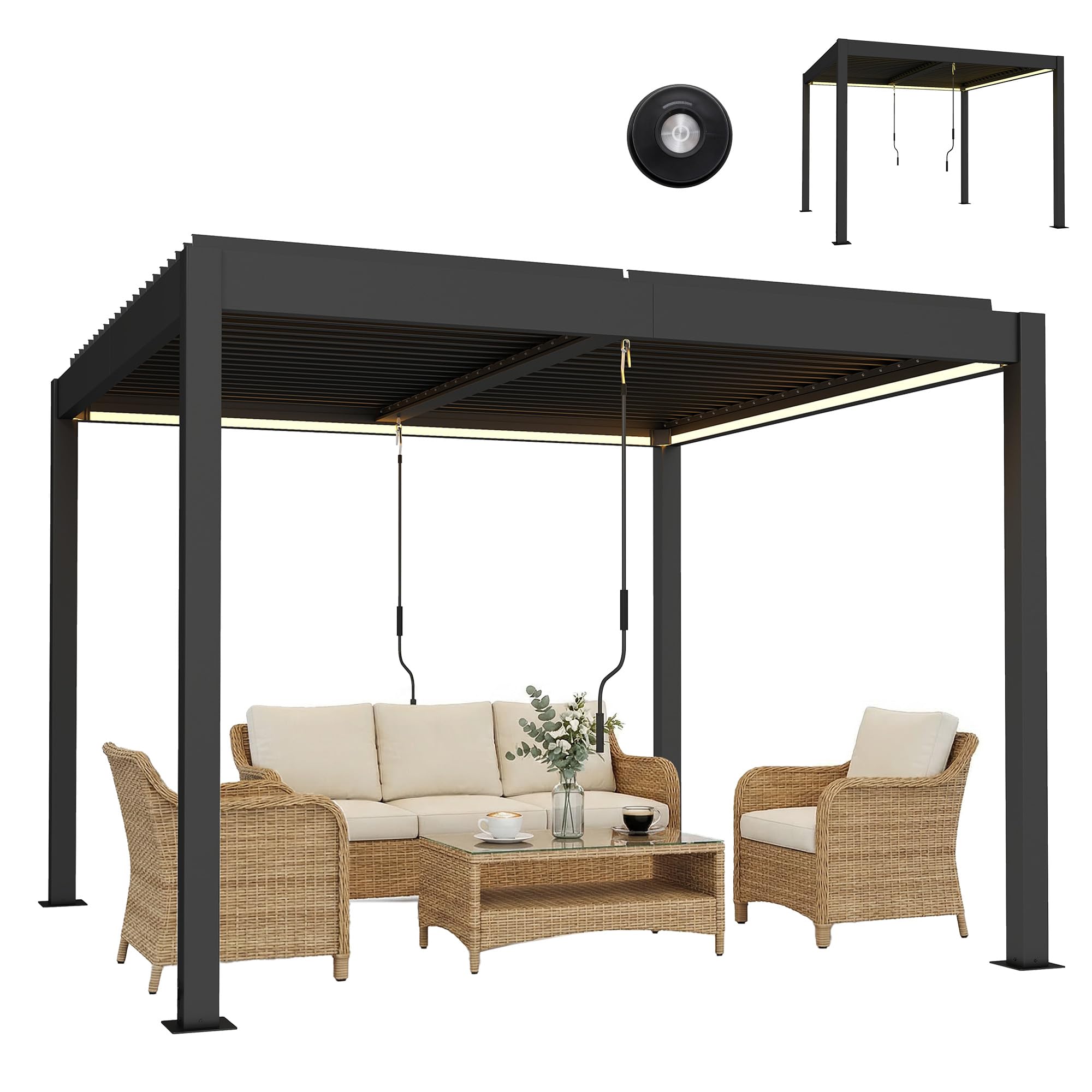 Outsunny Pergola 3x3m aluminiowa zadaszenie tarasu pawilon Ciemnoszary