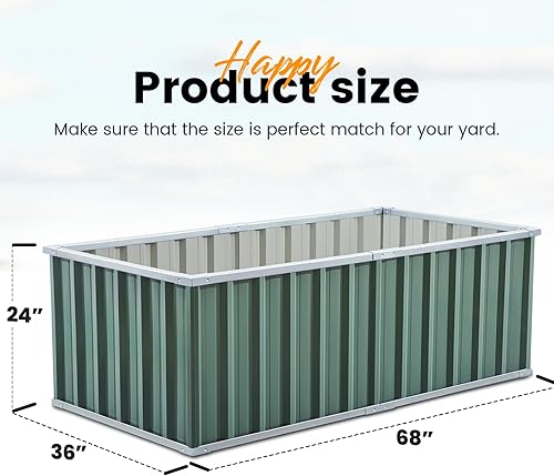 Miniatura 8 de KING BIRD Cama de jardín elevada galvanizada de 68 x 36 x 24 pulgadas, caja de metal de acero elevado para verduras de raíces profundas, flores, kit