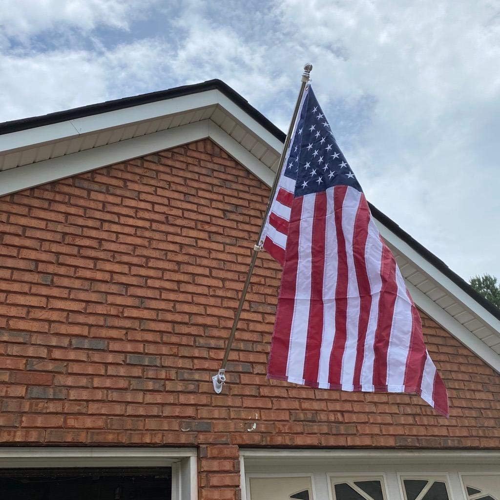 Flag Pole Kit - 6FT Flagpole Kit for American Flag, Adjustable Residential Flag Poles with Flag Pole Bracket for House Yard Suitable for 3x5 and 4x6 Flags Silver
