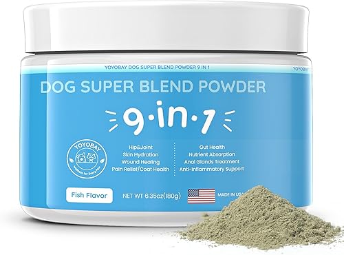 YOYOBAY Suplementos para perros Super Blend en polvo 9 en 1, nutrientes y vitaminas para perros, con polvo de pescado de Islandia, ayuda a la salud
