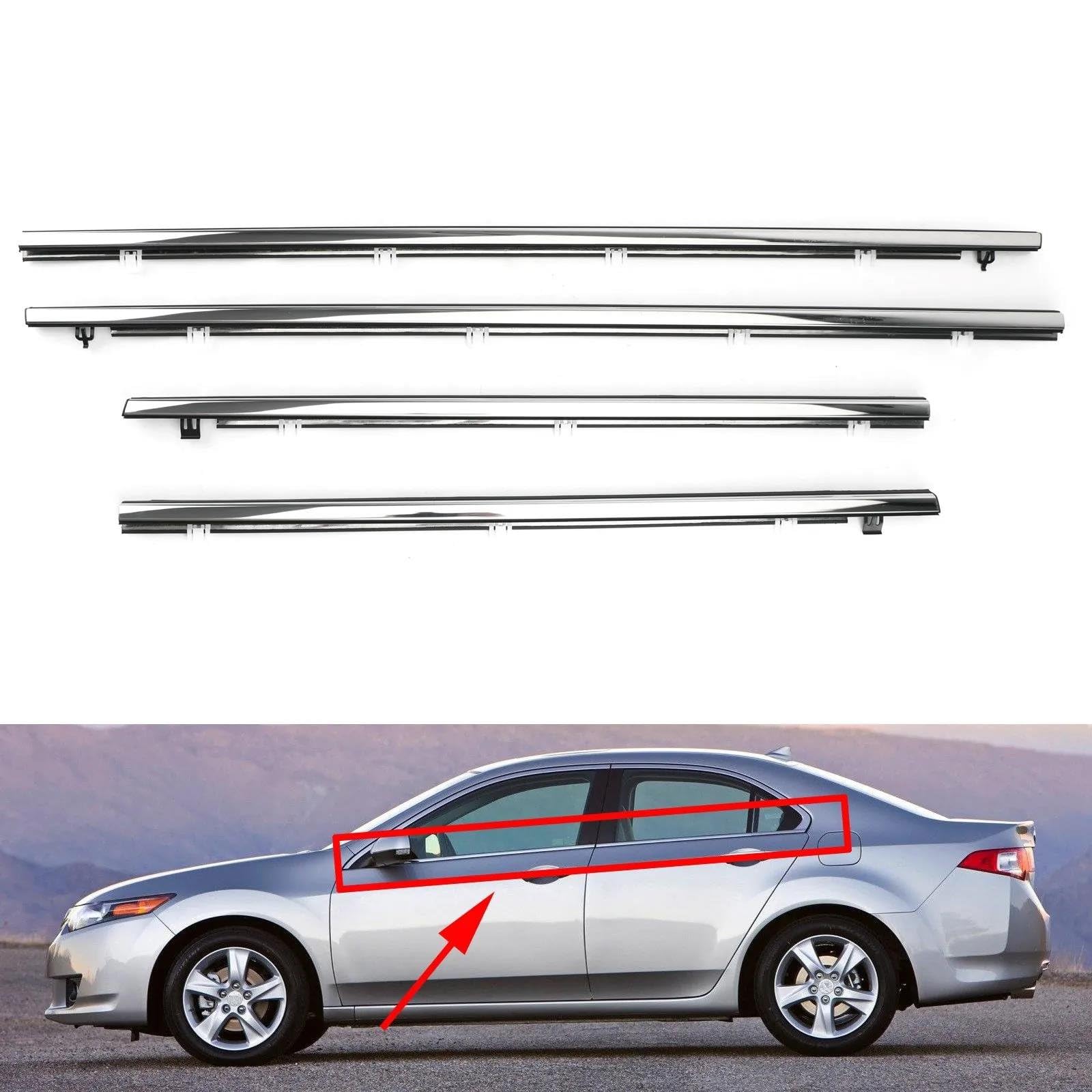 Striscia Tenuta Portiera 4x Guarnizioni Finestrini Esterni Auto Per Acura TSX 2009-2014 Guarnizioni