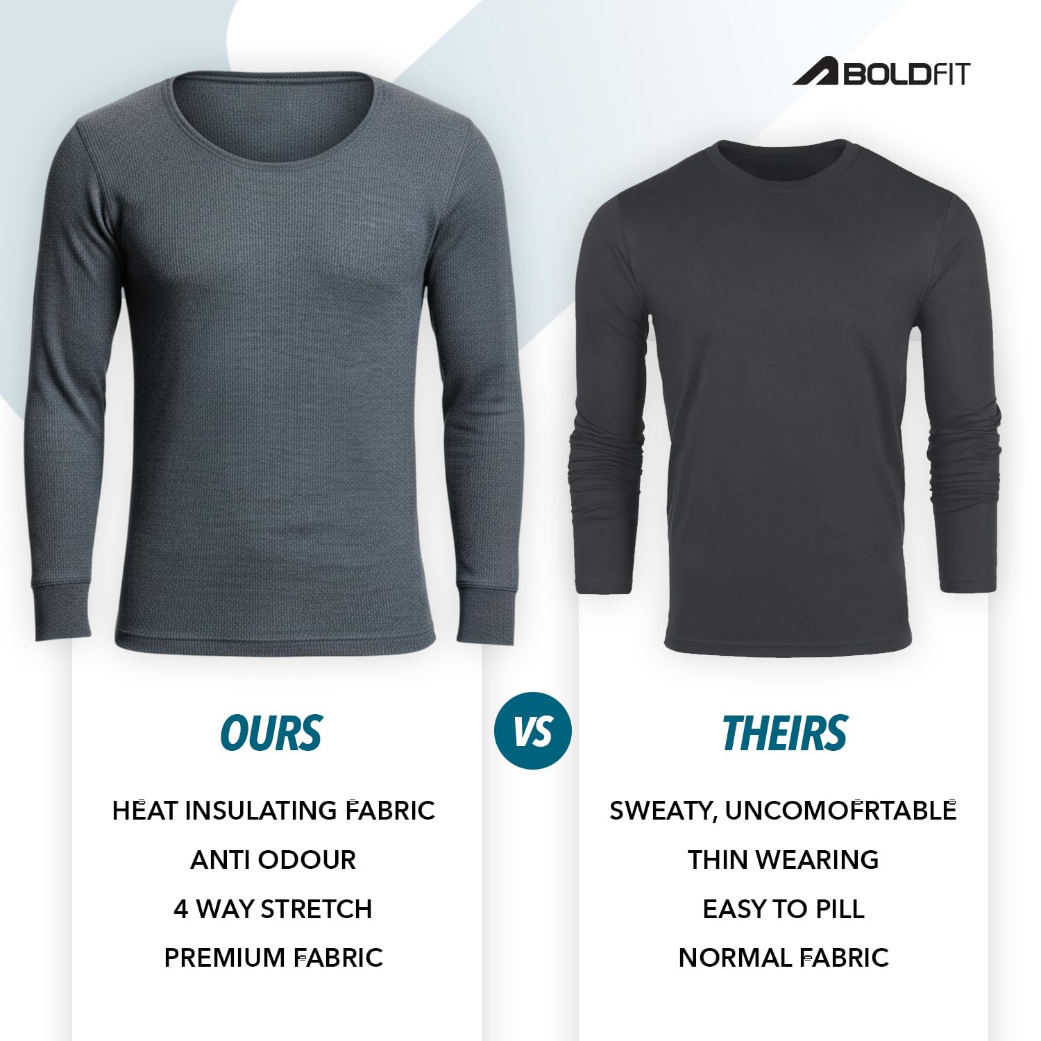 Boldfit Ropa térmica para hombre, camiseta térmica cálida y cómoda para hombre, manga completa, calentador de cuerpo para hombre, aislamiento natural, camiseta térmica acogedora para hombre
