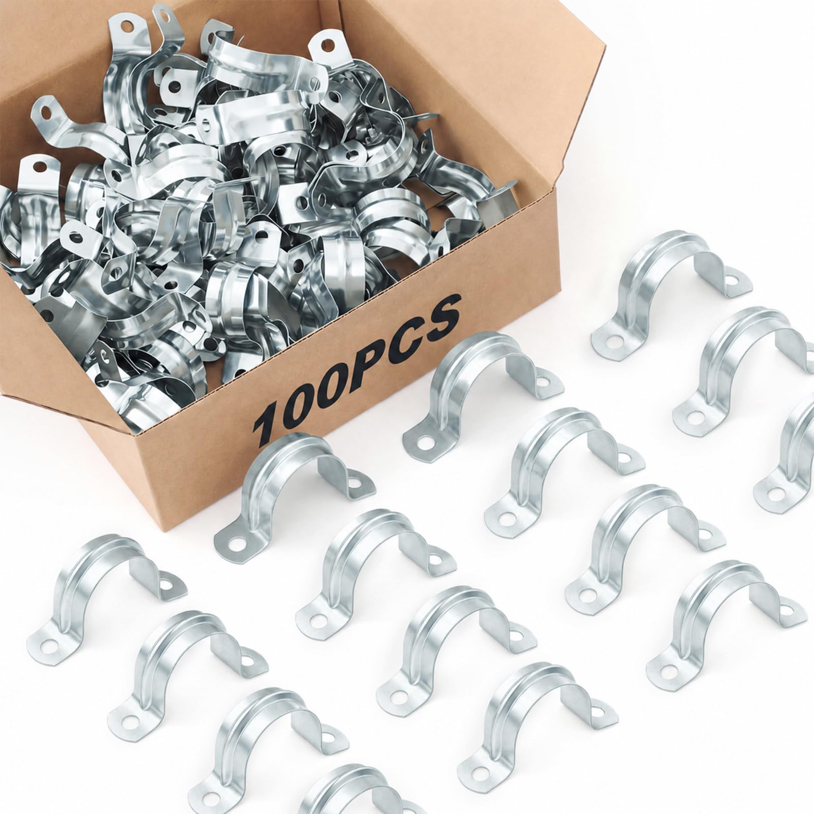 Yaocom 100 Pcs 1" Opening Pipe Strap, Galvanized Steel Conduit Clamp