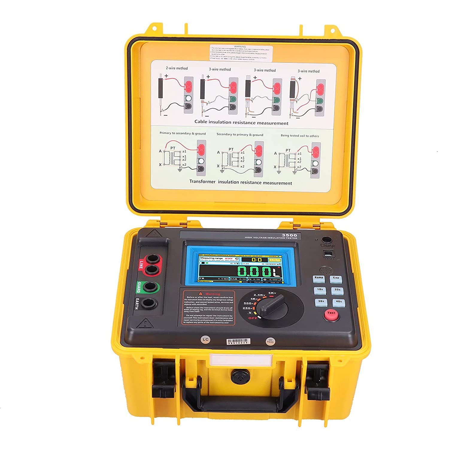 RaeSung ETCR3500 5KV Digital Earth Resistance Tester for Electrical Equipment Rechargeable Lithium Battery ETCR-3500 Ground Resistance Meter