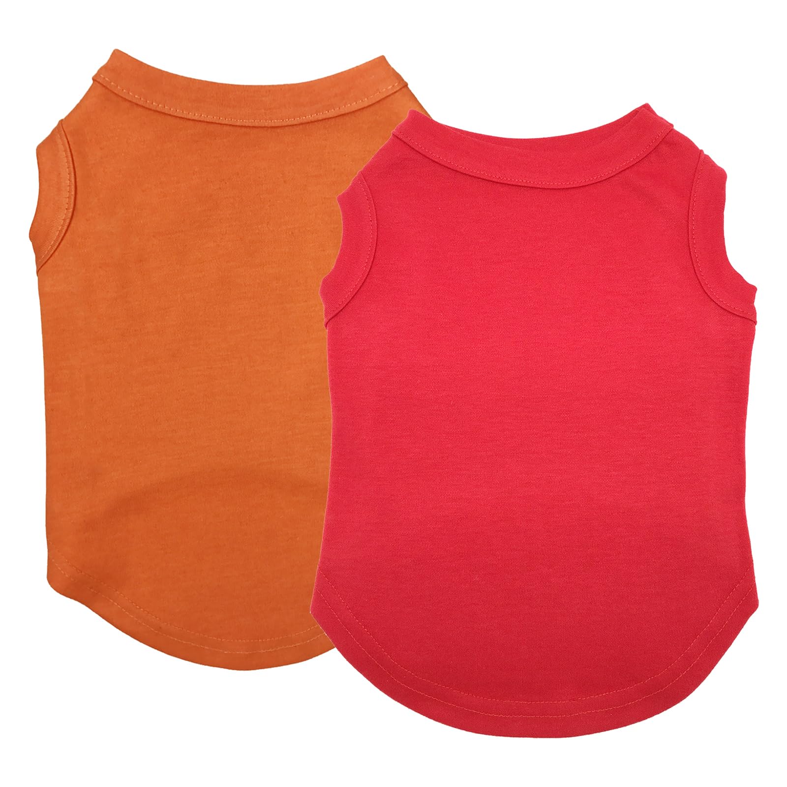 Izefia 2 Pieces Dog Shirts Clothes 2pcs T Shirt for Small Dog Breathable Blank Shirts Cool Summer Cotton Tank Top Vest for Small Dog Puppy Medium Cat Orange and Red XXXL