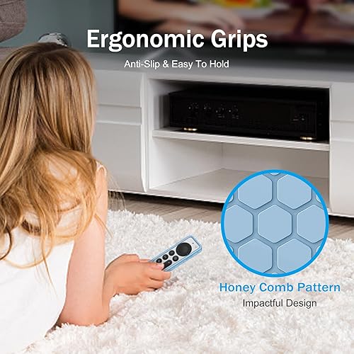 Miniatura 6 de Fintie Funda protectora para Apple TV Siri Remote 2021 2022  Honey Comb ligera, antideslizante, a prueba de golpes, funda de silicona para control