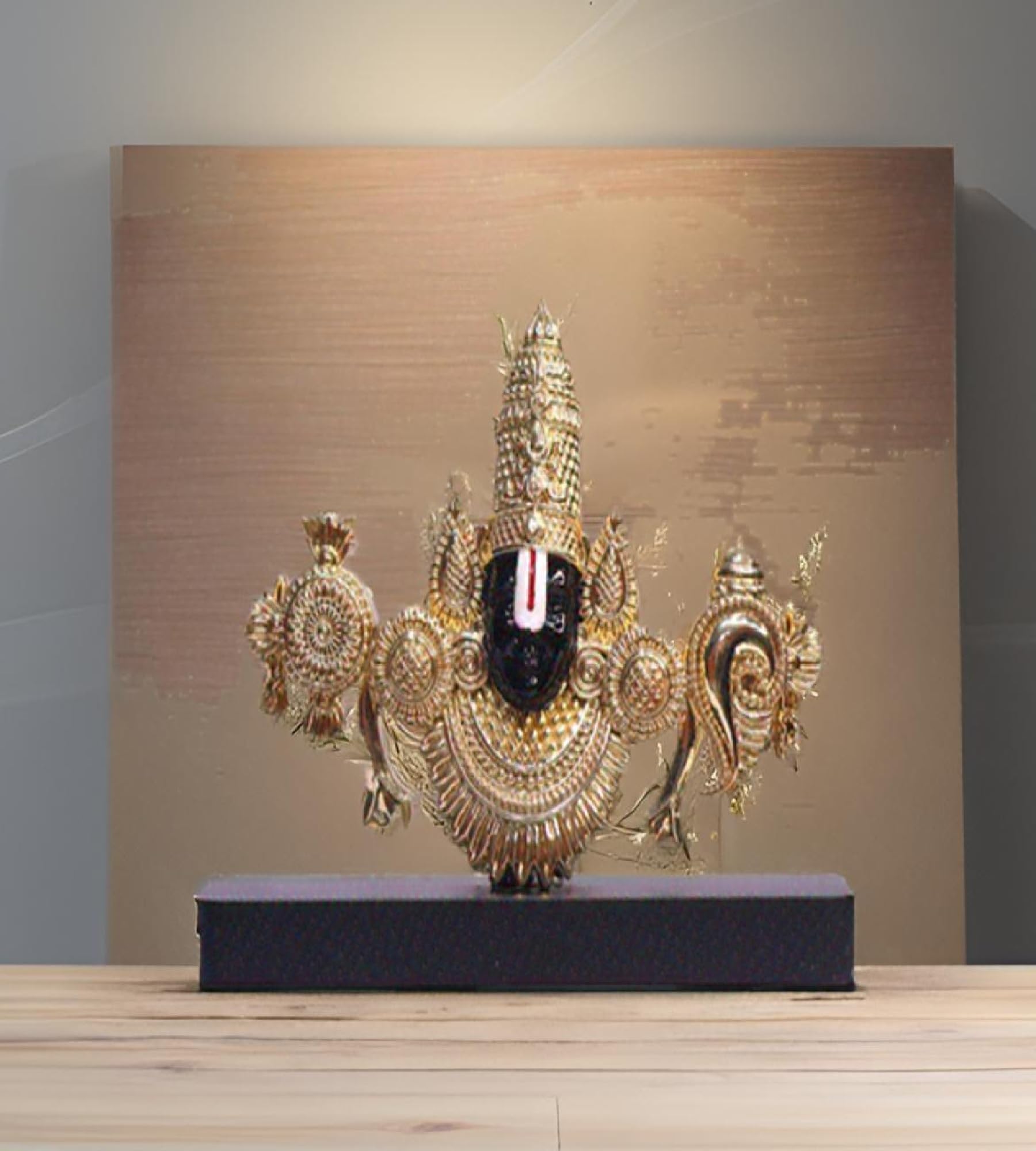 Sigaram 6.5 Inch Kamal Balaji Face Idol in Gold Color for Home Pooja Décor K4697