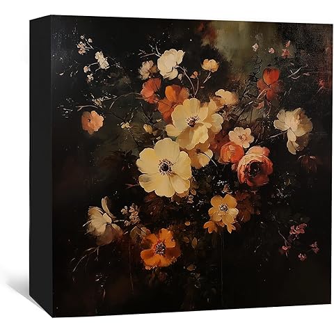 Fall Floral Dark Academia Decor Sign - Vintage Autumn Wildflowers Floral Wooden Sig...