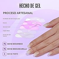 Vista 5 de BTArtbox - Uñas postizas cortas cuadradas con efecto ombré color vainilla, de gel suave, reutilizables, con pegamento, 30 piezas en 15 tamaños