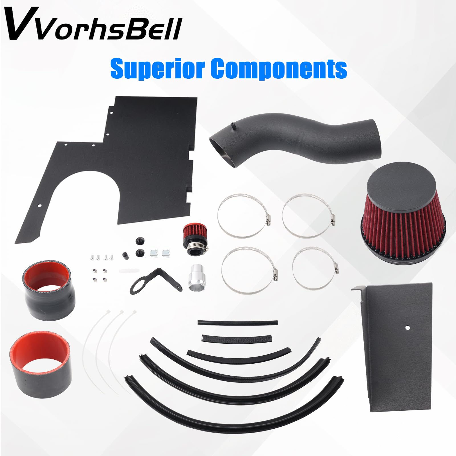 Kit Aspirazione Aria Fredda 3,5 Pollici Compatibile Con Audi B8 B8.5 S4 S5 Q5 SQ5 3,0T 3,2L V6 2010-2017 Sistema Di Induzione Prestazione Alluminio Fresato CNC Con Scudo Termico Filtro