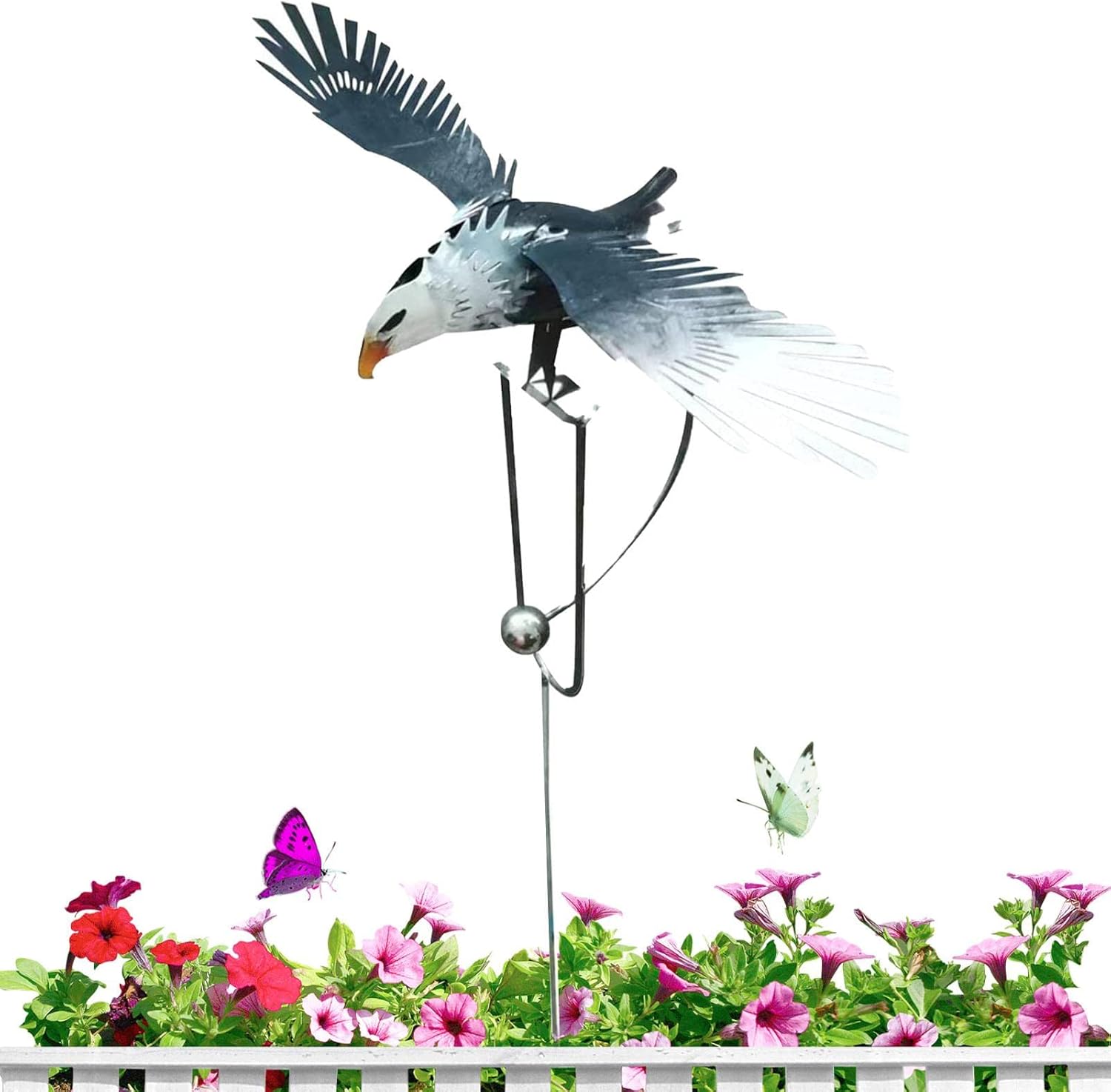 ZYLR Eagle Garden Statue,Metal Bald Eagle Yard Art Outdoor Statue Owl