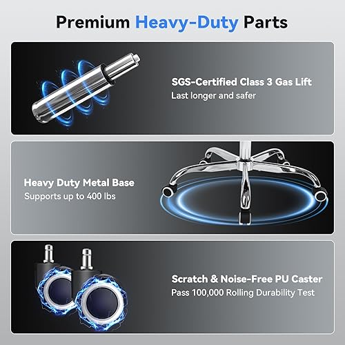 Miniatura 4 de Silla de oficina con reposapiés, silla de escritorio ejecutiva grande y alta de 400 libras con almohada de apoyo lumbar gruesa, respaldo alto, silla