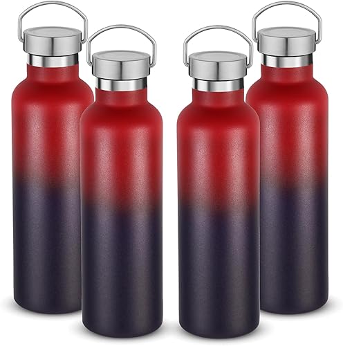 Miniatura 33 de Volhoply Botella de agua aislada de 24 onzas con boca estándar, tapa combinada de plástico y acero inoxidable, botella de agua de 304 18/8 de doble