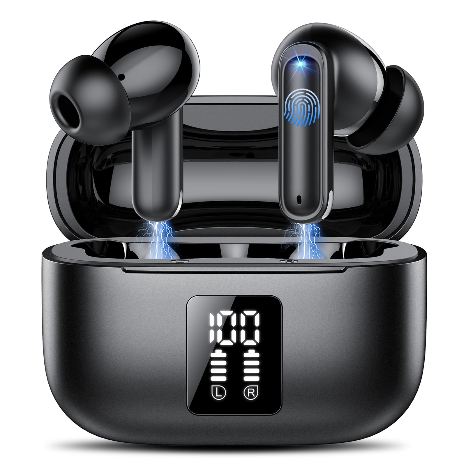 Bluetooth Kopfhörer Kabellos Bluetooth 6.0 mit ANC Noise Cancelling 40dB, In Ear Ohrhörer mit 4 ENC Mics, In Ear Kopfhörer HiFi Stereo, Tiefer Bass,40Std mit LED-Anzeige, IP7 Wasserdicht