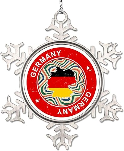 LITTLEGROVE SEEDS Adornos de copo de nieve con bandera de Alemania, adornos de Alemania para árboles de Navidad, recuerdo de ciudad, adornos de