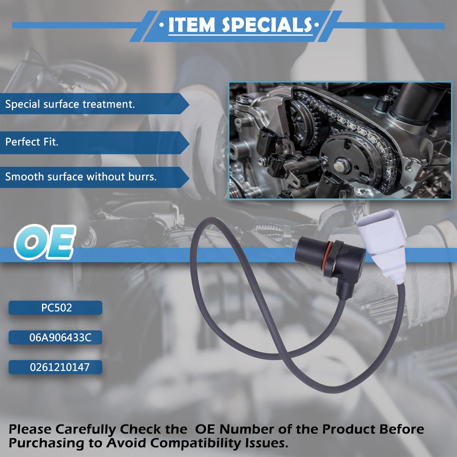 Engine Crankshaft Position Sensor PC502 – Compatible With Audi A4, A6, TT, VW Beetle, Jetta, Passat & More - View #6