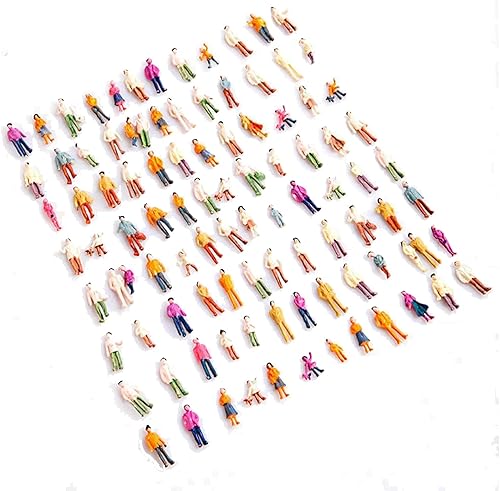 Miniatura 1 de 100 piezas 175 HO escala modelos personas conjunto, Hsxxf minúsculas personas modelo personas pintadas a mano figuras DIY resina colorida pintada