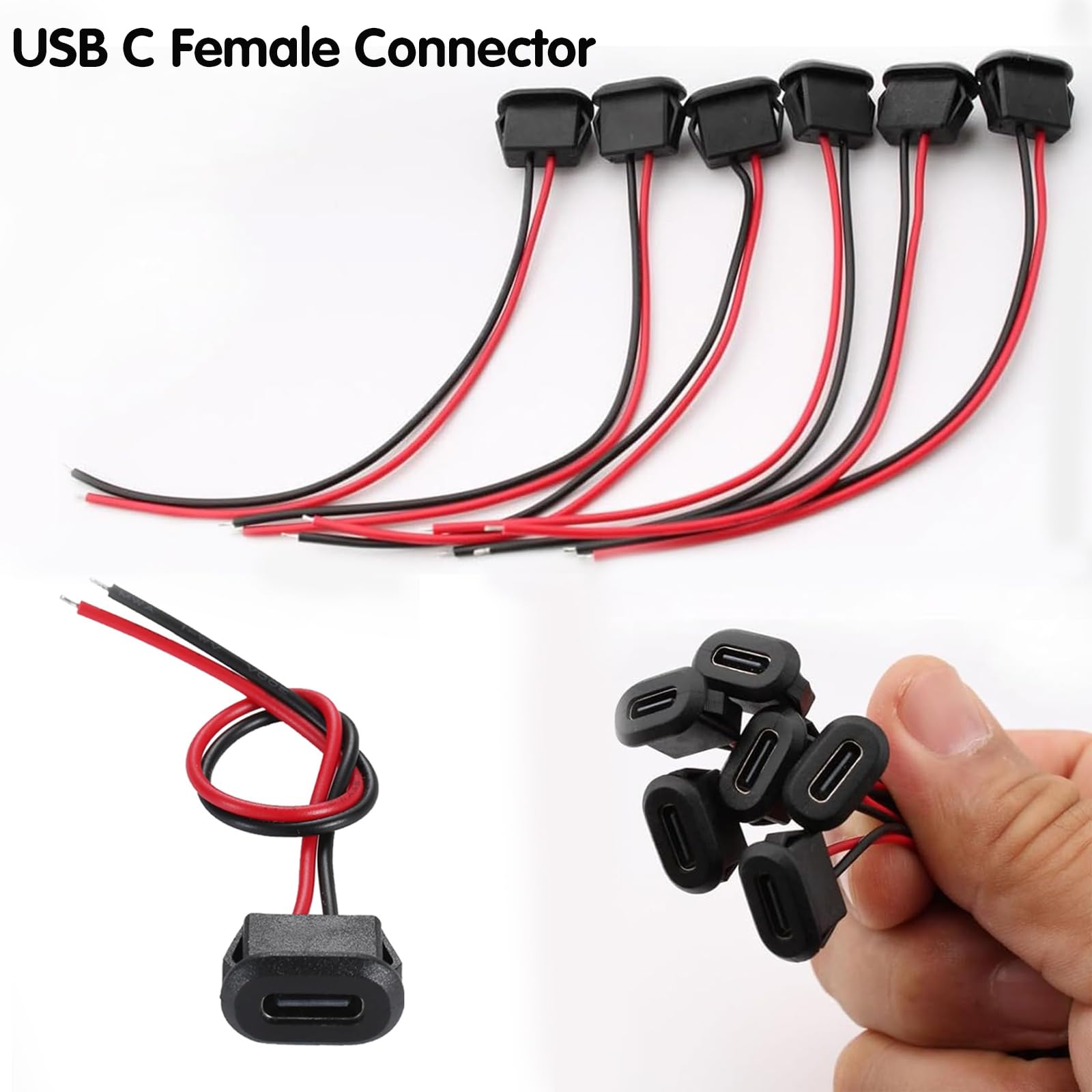 OMIGA Presa USB da incasso 12 pezzi USB C femmina con fibbia a scatto 2 fili micro USB C femmina da incasso per montaggio a pannello
