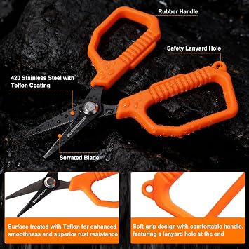 BasicGear Fishing Tool Kit, Pliers, Gripper, Scissors, Knife