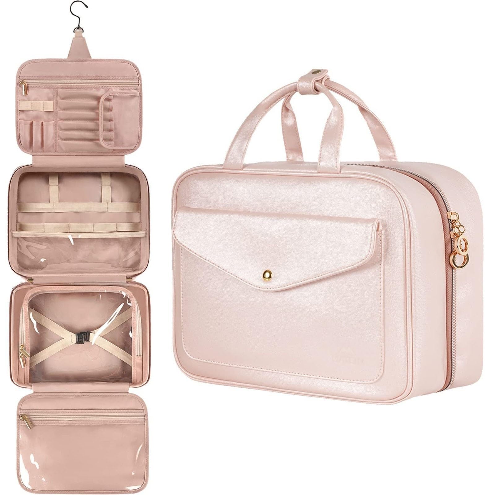 Borsa da Toilette da Appendere Borsa da viaggio impermeabile for il lavaggio, borsa da viaggio portatile for cosmetici, kit di lavaggio(Pink)