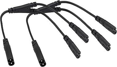 (2 Pack) IEC 320 C8 to Dual C7 Y Splitter Power AC Adapter Cable,10A 125V Figure 8 Male to Double Female IEC C7 to C8 AC Converter Polarized Cable for LED TV etc (0.3m/1ft) (C8 to 2*C7)