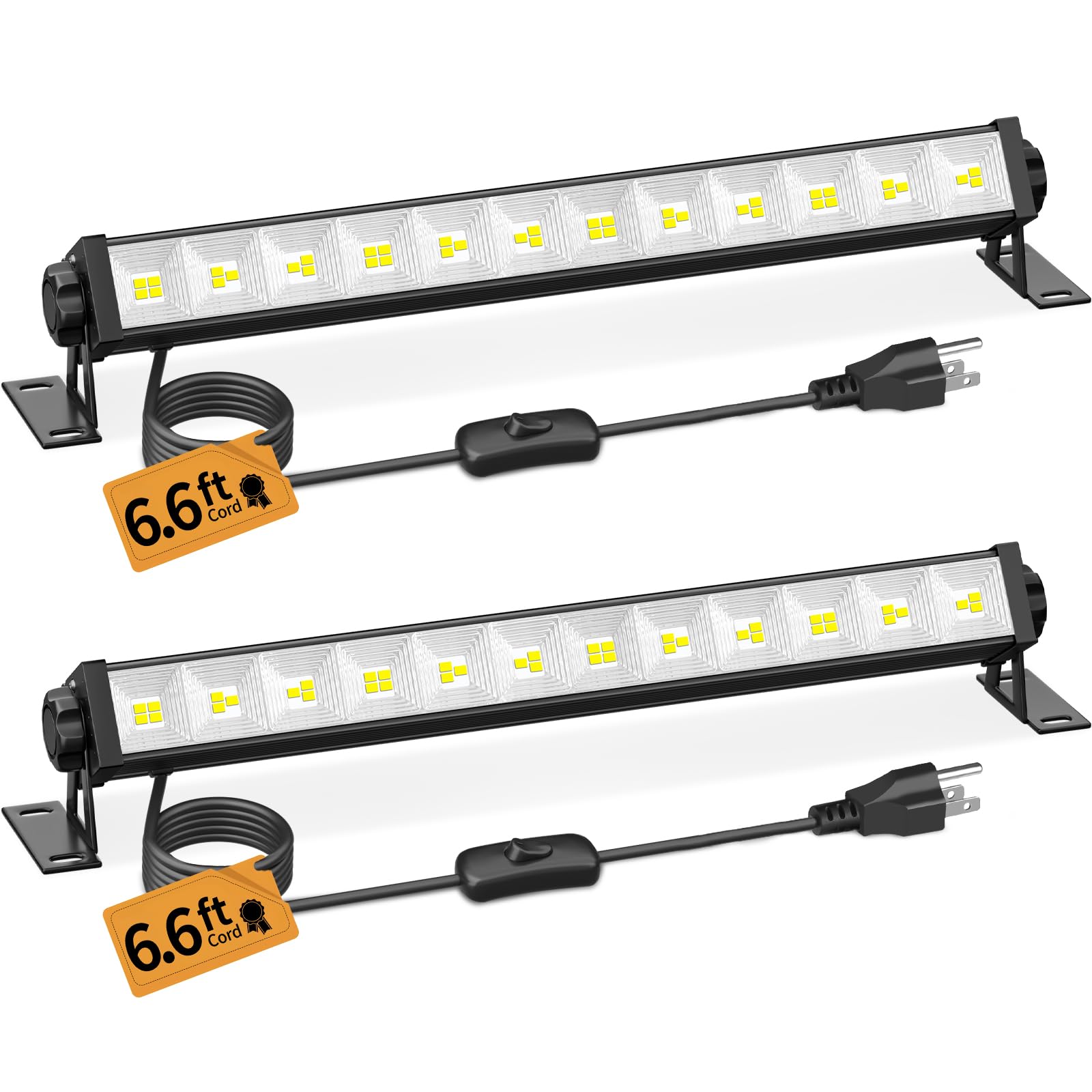 40W LED Shop Lights with 6 6FT Cord Swtich 5400LM Plug in Garage Light 6000K Daylight Work Lights