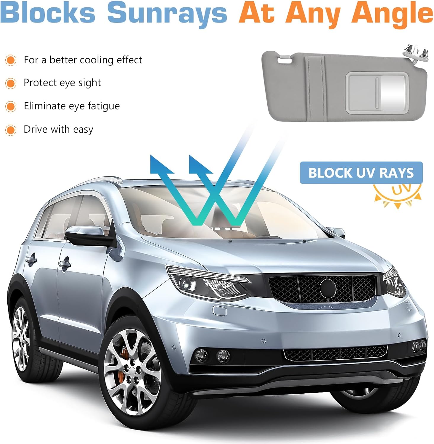 Right Passenger Side Sun Visor with Sunroof and Light for Toyota Camry 2007 2008 2009 2010 2011, Replacement 74310-06770-B0, Gray