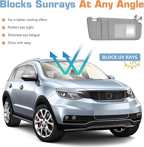 Miniatura 4 de Parasol lateral derecho del pasajero con techo solar y luz para Toyota Camry 2007 2008 2009 2010 2011, repuesto 74310-06770-B0, gris