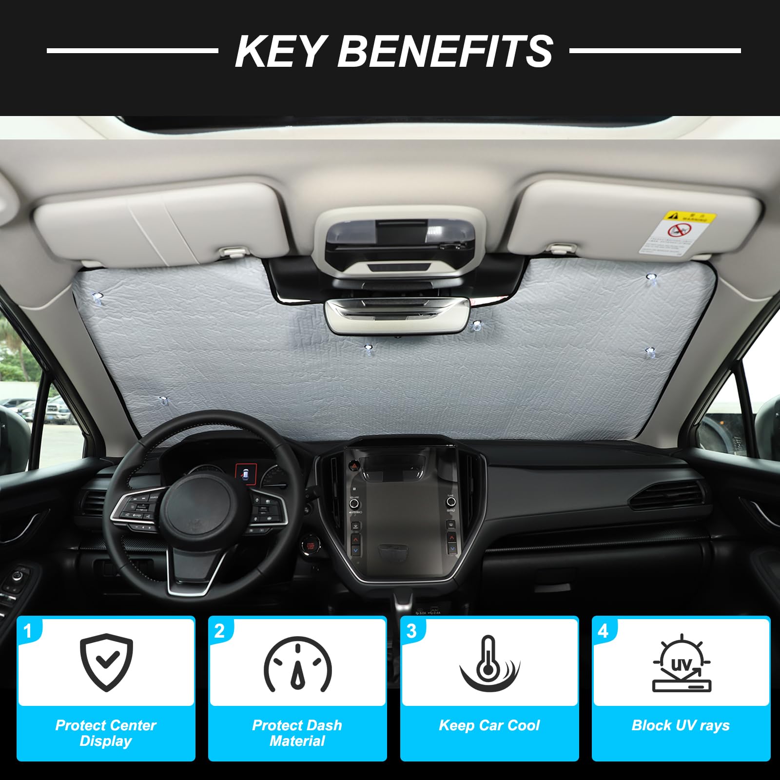 Parasol para parabrisas compatible con Sub@ru Crosstrek 2024 2025+ Accesorios, parasol para ventana delantera, bloqueador de calor, protector reflectante para mantener tu coche fresco, 1